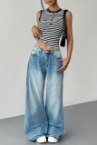 Summer Round Neck Striped Sleeveless Knitted Vest