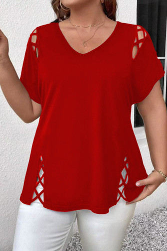 Large Size Solid Color Round Neck Short Sleeved T-Shirt