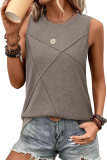 Round Neck Sleeveless Solid Color Vest T-Shirt