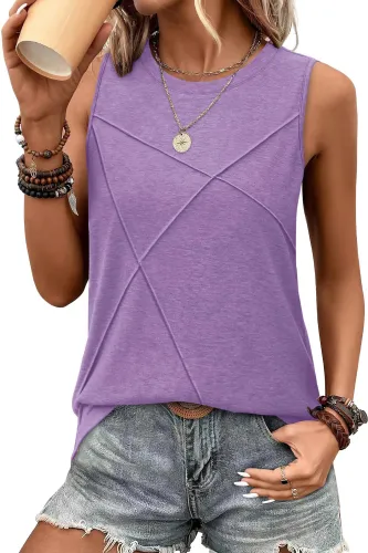 Round Neck Sleeveless Solid Color Vest T-Shirt