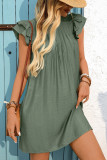 Summer Ruffled Short Sleeve Pleated Pocket Dress