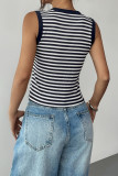 Summer Round Neck Striped Sleeveless Knitted Vest