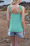 V-Neck Solid Color Backless Knitted Strap Vest