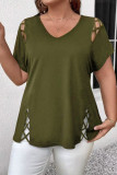 Large Size Solid Color Round Neck Short Sleeved T-Shirt
