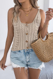 Solid Color Hollow Button Knit Sleeveless Vest