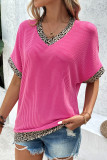 Leopard Striped Vacation Casual V-Neck T-Shirt