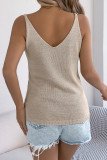 Solid Color Hollow Button Knit Sleeveless Vest