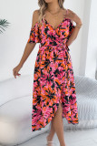 V-Neck Floral Print Suspender Sleeveless Dress