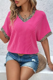 Leopard Striped Vacation Casual V-Neck T-Shirt