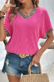 Leopard Striped Vacation Casual V-Neck T-Shirt