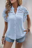 Swiss Dot Lotus Leaf Short Sleeve Cardigan Shirt