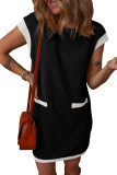 Round Neck Short Sleeved Straight Tube Dress
