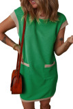 Round Neck Short Sleeved Straight Tube Dress