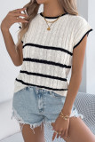 Summer Loose Striped Short Sleeved Knitted Shirt