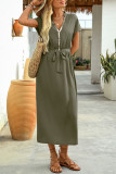 Solid Color Sequin V-Neck Short Sleeve Dress