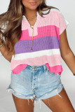 Dopamine Contrasting Casual Short Sleeved Sweater Shirt