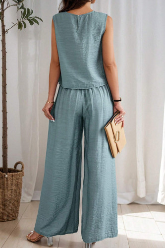 Solid Color Round Neck Vest Pants Two-Piece Set