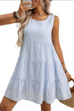 Summer Loose Sleeveless Plaid Printed Dress