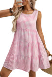 Summer Loose Sleeveless Plaid Printed Dress