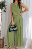 Solid Color Round Neck Vest Pants Two-Piece Set