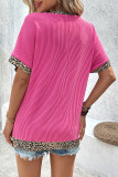 Leopard Striped Vacation Casual V-Neck T-Shirt