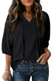 Waffle Hollow V-Neck Bubble Short Sleeve T-Shirt