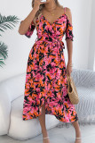 V-Neck Floral Print Suspender Sleeveless Dress