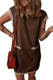 Round Neck Short Sleeved Straight Tube Dress