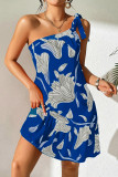 Summer One Shoulder Strap Ruffle Edge Sleeveless Dress