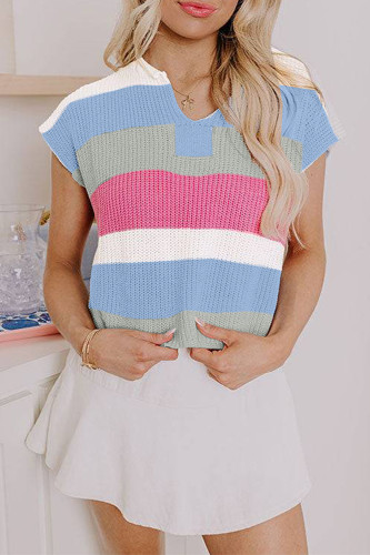 Dopamine Contrasting Casual Short Sleeved Sweater Shirt