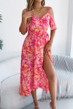 V-Neck Floral Print Suspender Sleeveless Dress
