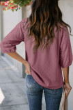 Waffle Hollow V-Neck Bubble Short Sleeve T-Shirt