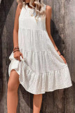 Round Neck Sleeveless Ruffle Edge Dress