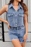 Sleeveless Short Sleeved Vest Denim Shorts Two-Piece Set