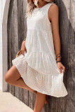 Round Neck Sleeveless Ruffle Edge Dress