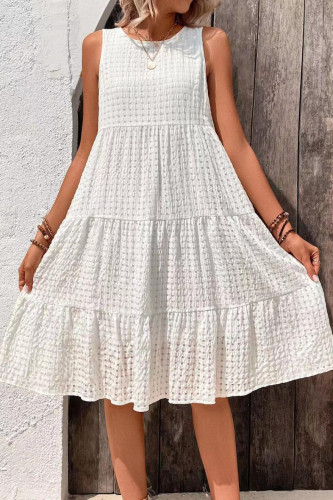 Round Neck Sleeveless Ruffle Edge Dress