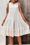 Round Neck Sleeveless Ruffle Edge Dress