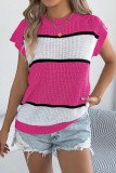 Summer Contrasting Striped Casual Loose Knit Sweater