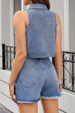 Sleeveless Short Sleeved Vest Denim Shorts Two-Piece Set
