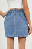 Spring Summer Elastic High Waist Denim Short Skirt