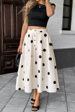 Retro Polka Dot Print Elastic High Waisted Skirt