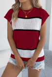 Summer Contrasting Striped Casual Loose Knit Sweater