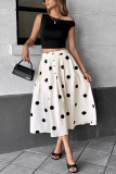 Retro Polka Dot Print Elastic High Waisted Skirt