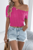 Summer Casual Off Shoulder Hollow Short Sleeved Knitted Sweater