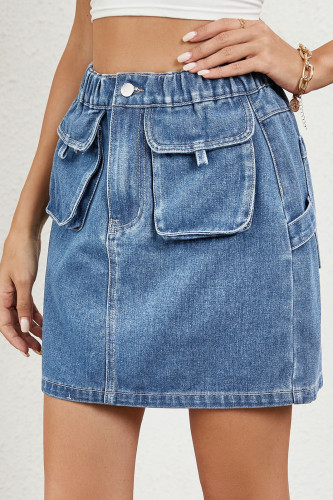 Spring Summer Elastic High Waist Denim Short Skirt