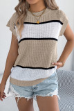 Summer Contrasting Striped Casual Loose Knit Sweater