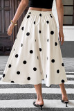Retro Polka Dot Print Elastic High Waisted Skirt