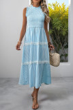Round Neck Sleeveless Ruffle Striped Dress
