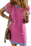Summer Round Neck Short Sleeved Pocket Dress
