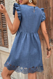 Summer Ruffled Short Sleeved Lace Dress